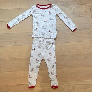 Kyte BABY Reindeer Pajama Set - Red and White